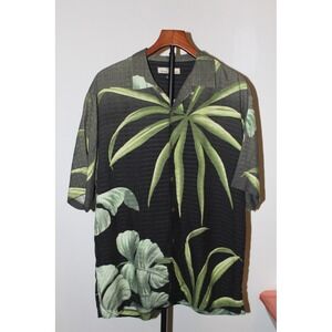 Tommy Bahama Men's Silk Hawaiian Tropical Palm Print Short Sleeve‎ Shirt Size L
